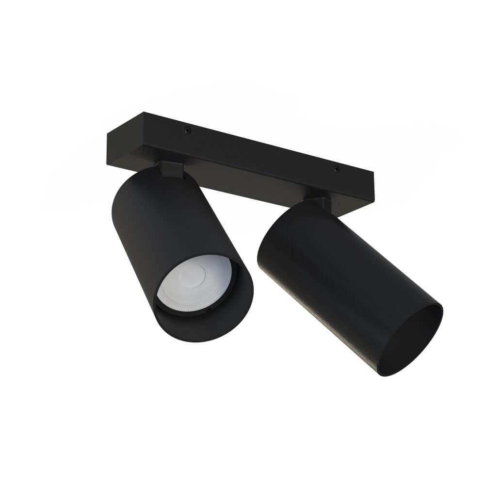 Zwarte opbouwspot Mono 2-lichts kantelbaar Lyora 5903139784191