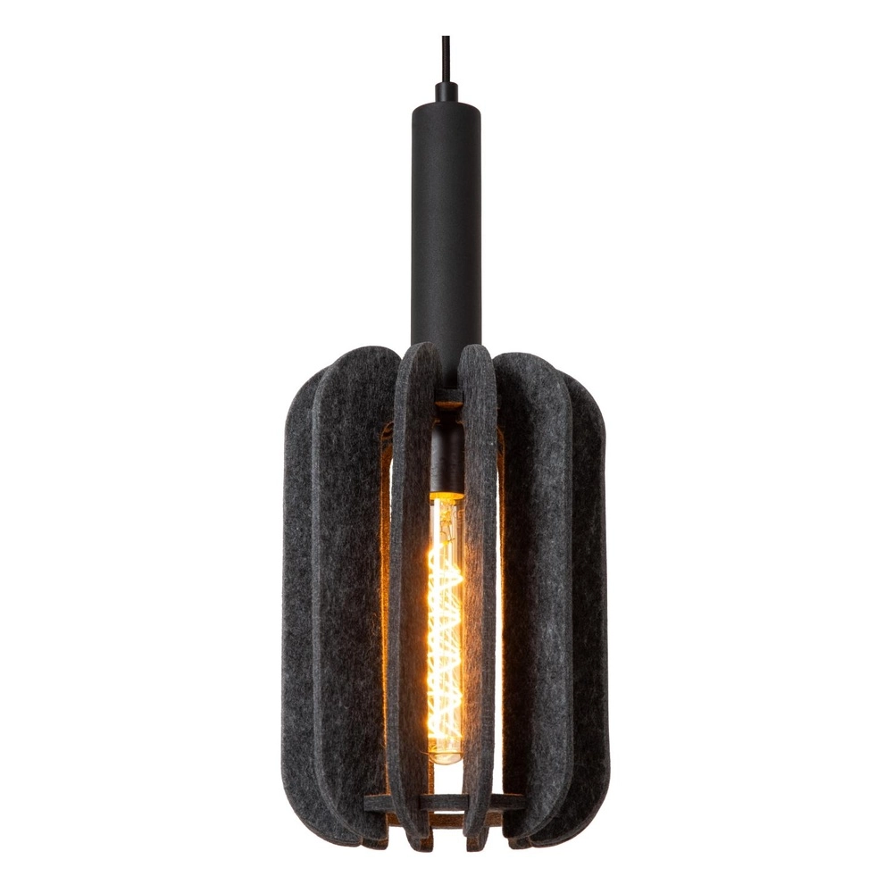 Strakke hanglamp Rafal 3-lichts rond zwart met grijs Lucide 5411212452788