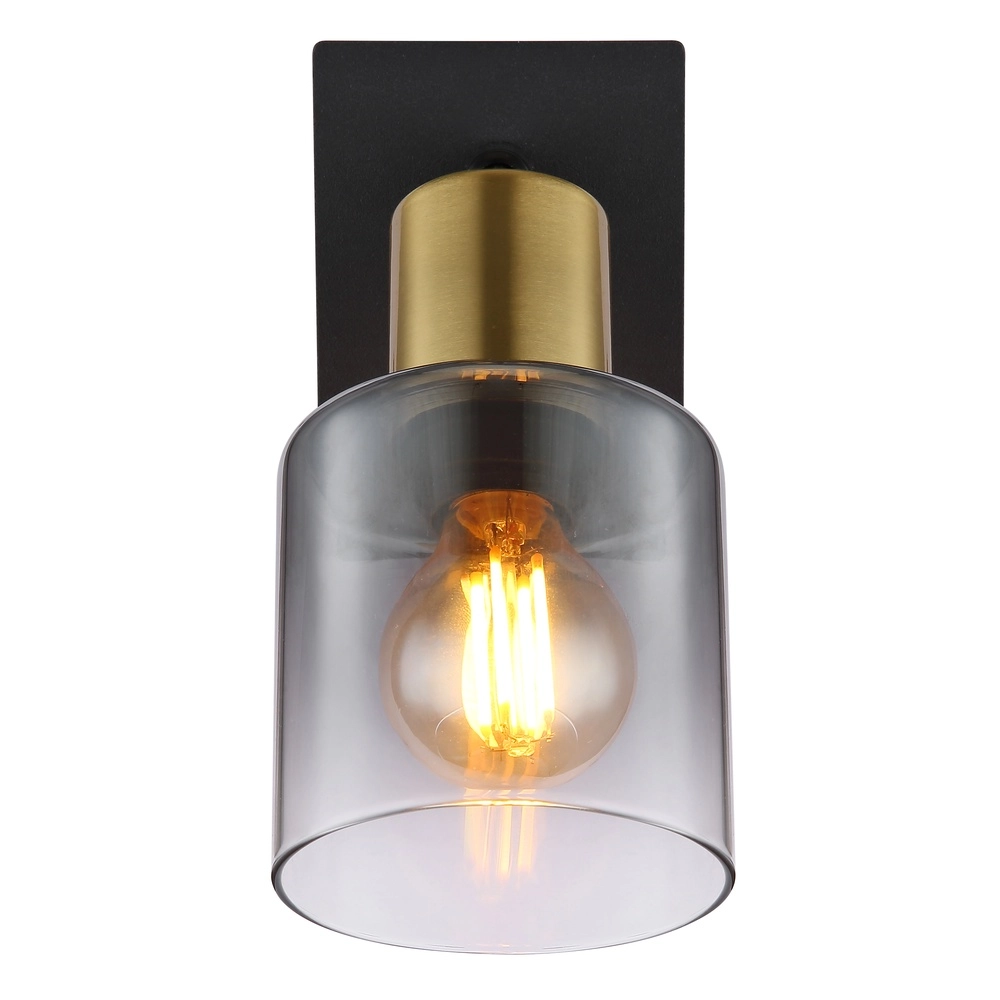 Wandlamp Hollsy zwart met smoke glas Globo 9007371457847