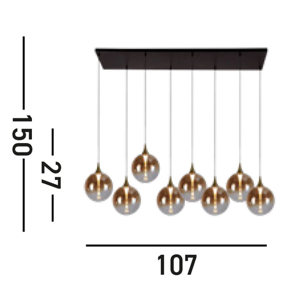 8-lichts hanglamp Alchemy amber glas Searchlight 5053423273907