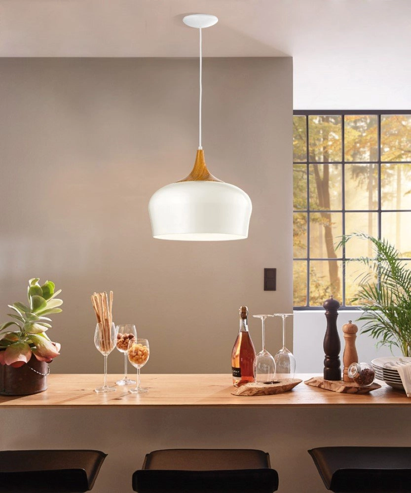 Hanglamp Obregon wit met houtbruin Eglo 9002759953836