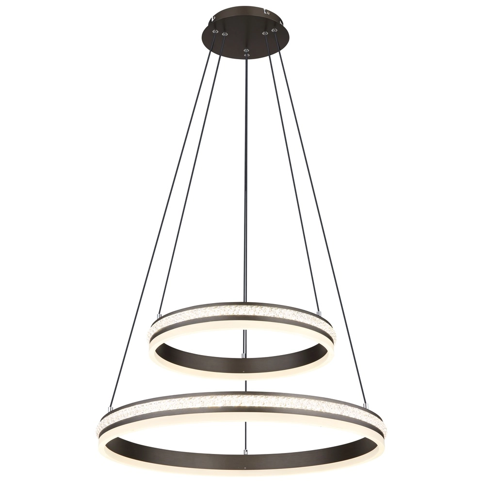 Design hanglamp Grouni 2 ringen titanium geborsteld Globo 9007371454990