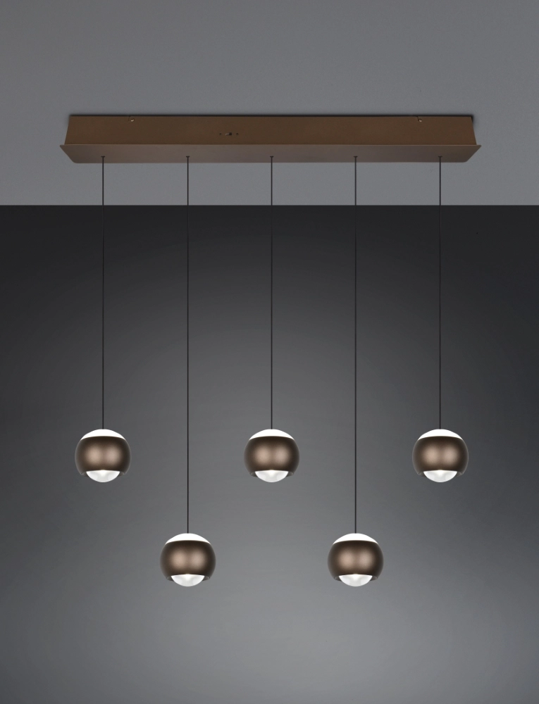 5-lichts led hanglamp Orbit eettafel - platinum bruin Trio 4017807686593