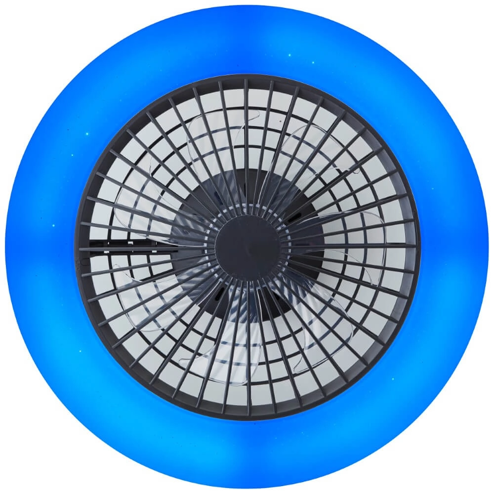 Zwarte ventilator Salerno met RGB functie Brilliant 4004353435881