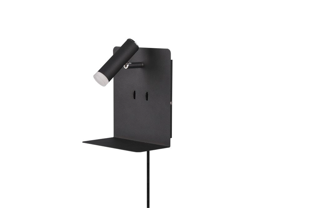 Wand lamp Element met schapje mat zwart Trio 4017807399882
