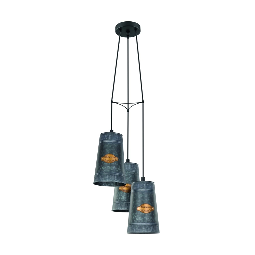 3-lichts hanglamp Honeybourne zwart