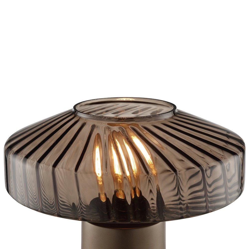 Unieke tafellamp Lyn koffie bruin Ø 28cm Brilliant 4004353476969