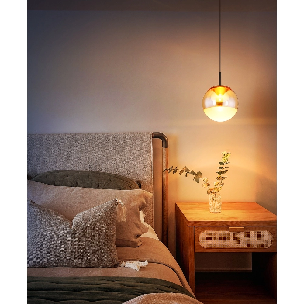 Design hanglamp Severin zwart met amber glas Globo 9007371546930