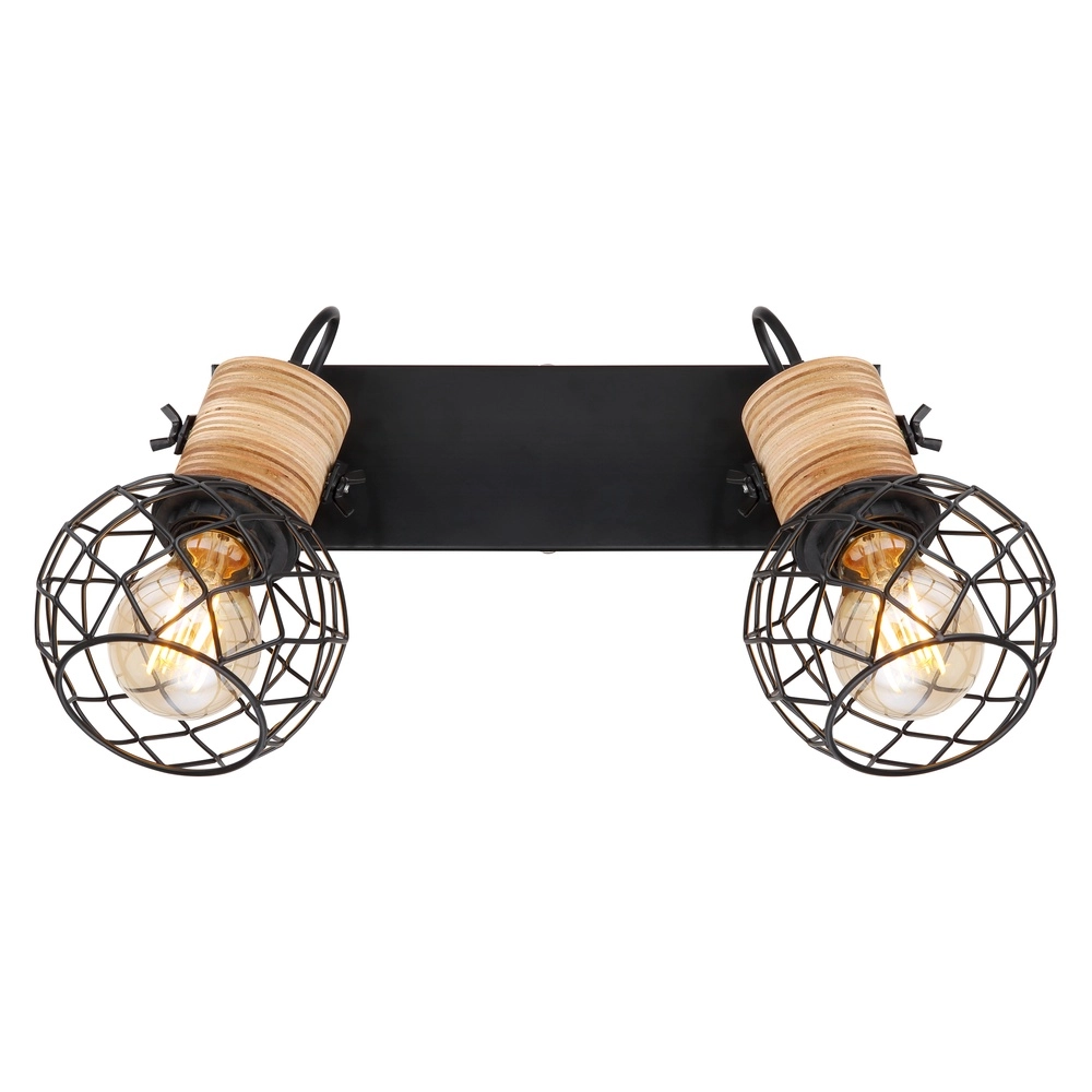 Wandlamp Lacky 2-lichts zwart Globo 9007371417360