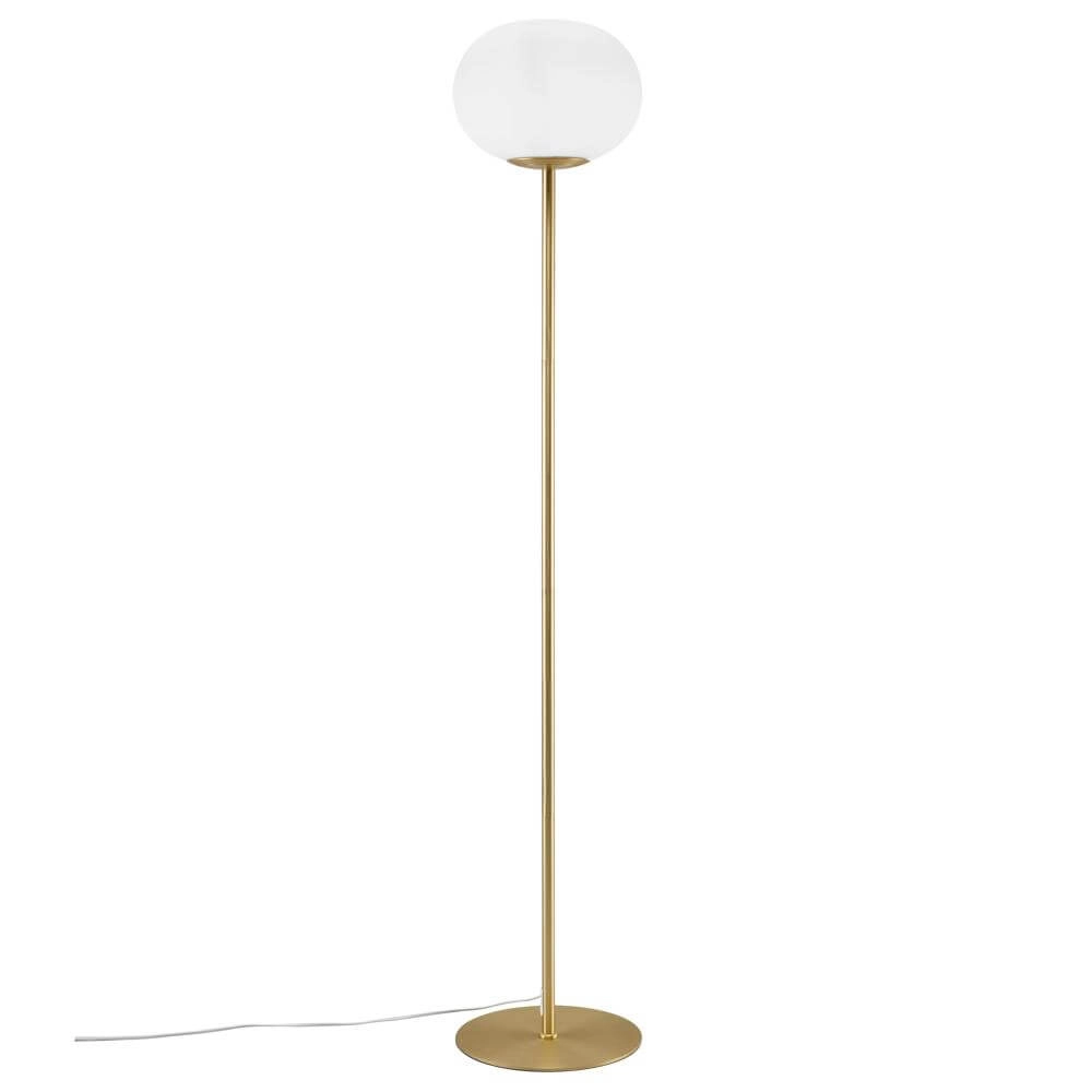 Glazen vloerlamp Alton messing met wit glas Nordlux 5704924001086