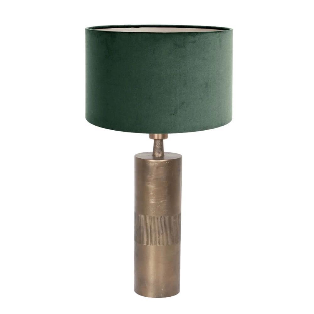 Chique schemerlamp Bassiste R met groene velours kap Chique schemerlamp Bassiste R met groene velours kap