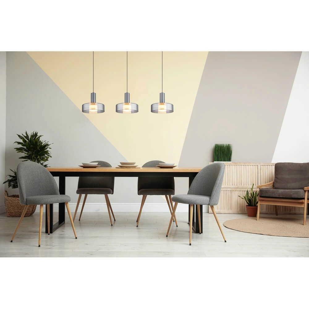 Strakke hanglamp Grant grijs 3-lichts Globo 9007371474875