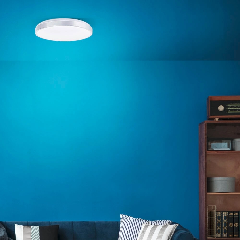 Nikkel plafondlamp Livius met wit Ø 48,5cm Brilliant 4004353426483