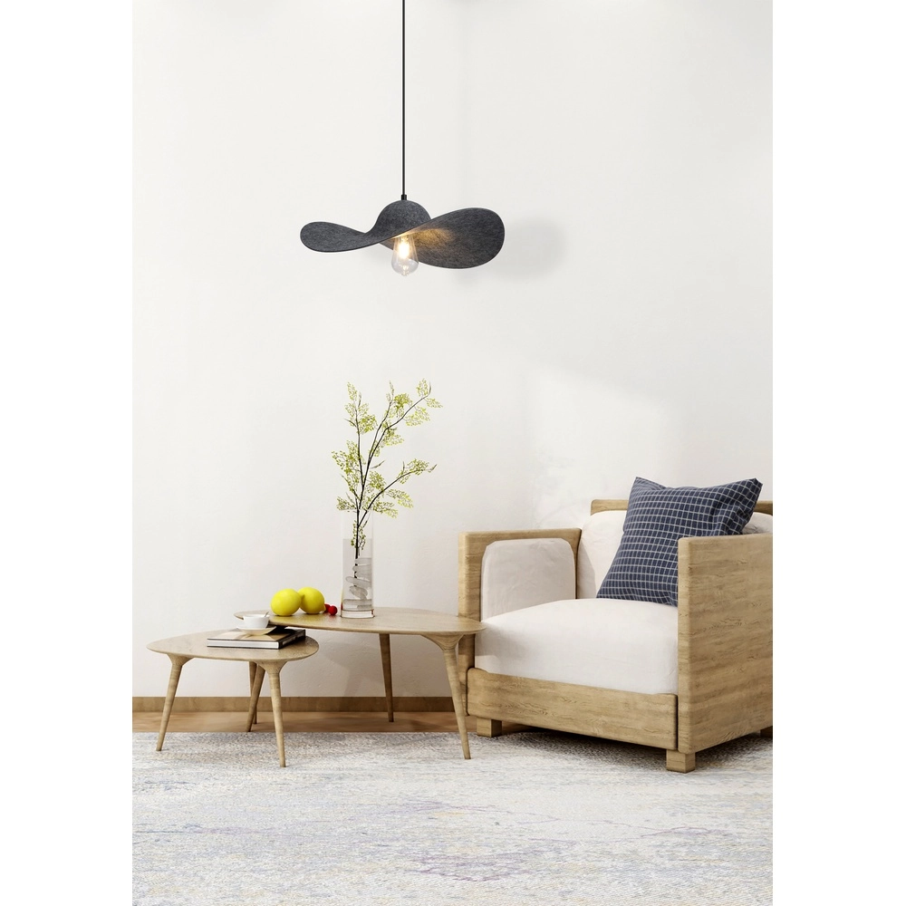 Zwarte hanglamp Ripple met vilt Searchlight 5053423298887