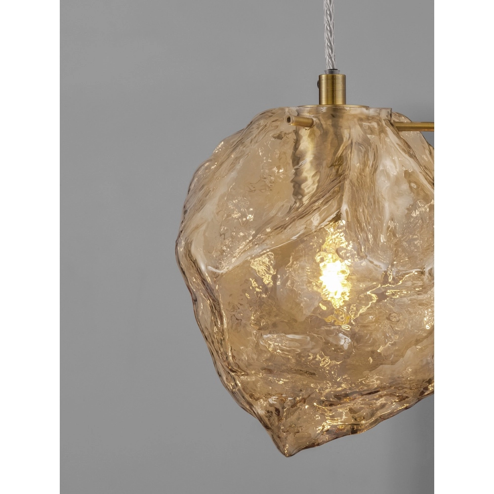 Hanglamp Odelle goud met amber glas Lyora 5212017434388
