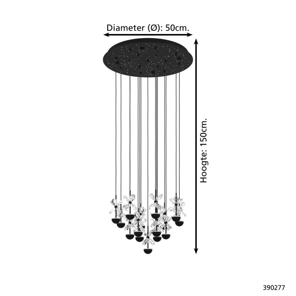 Zwarte hanglamp Pianopoli 2 Ø 50cm Stars of Light 9008606270217
