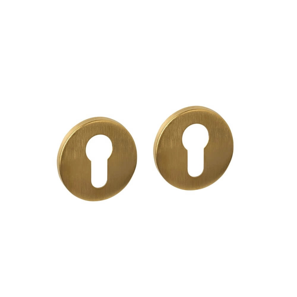 Set van 2 cilinderrozetten Tira rond messing mat Ø 52mm