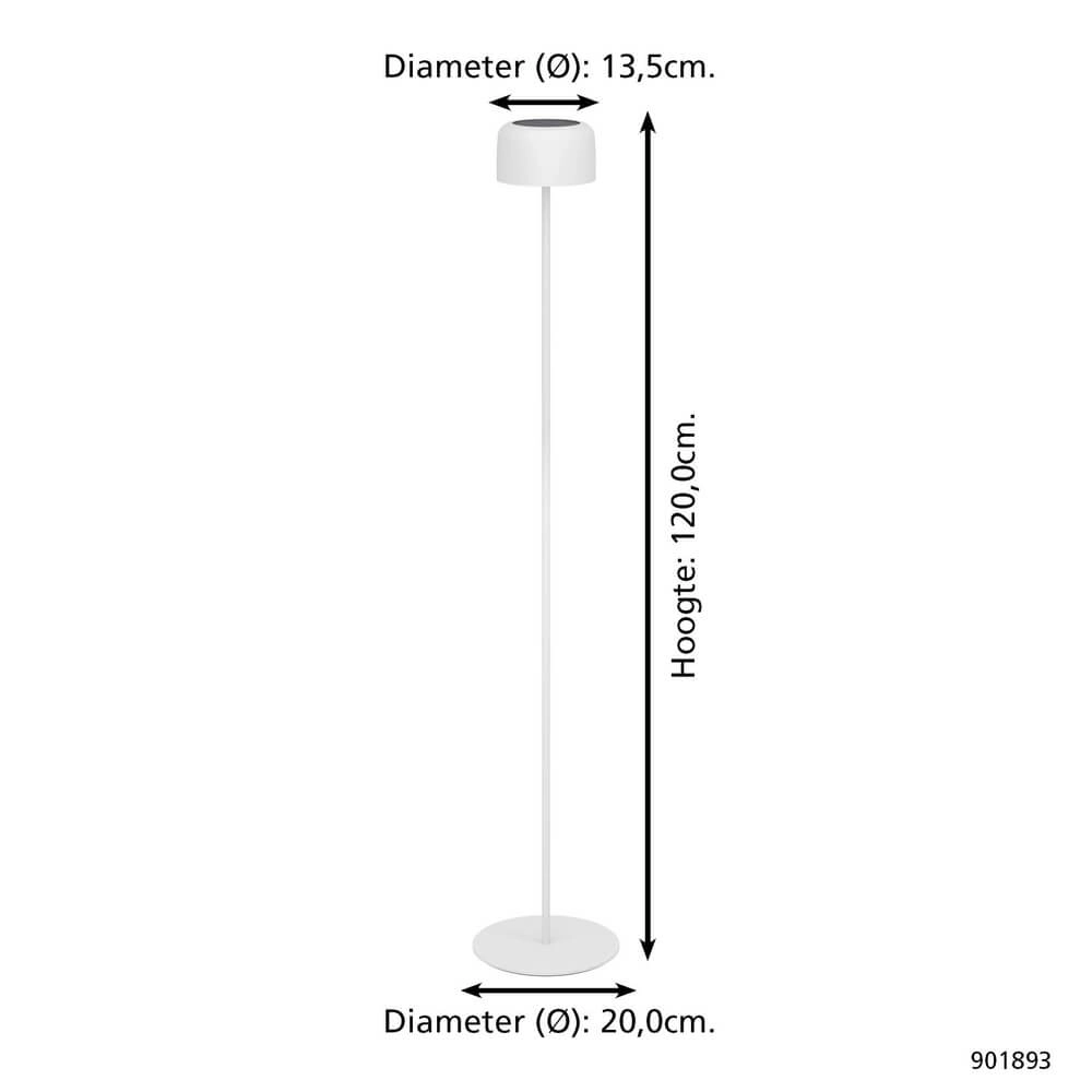 Strakke terraslamp Roccanova solar wit met usb Eglo 9008606355082