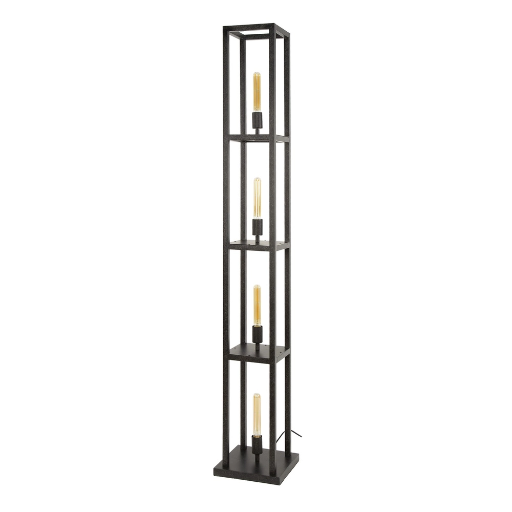 Zwarte vloerlamp Quadra vierkant - 4x E27 Lyora 8716803511446
