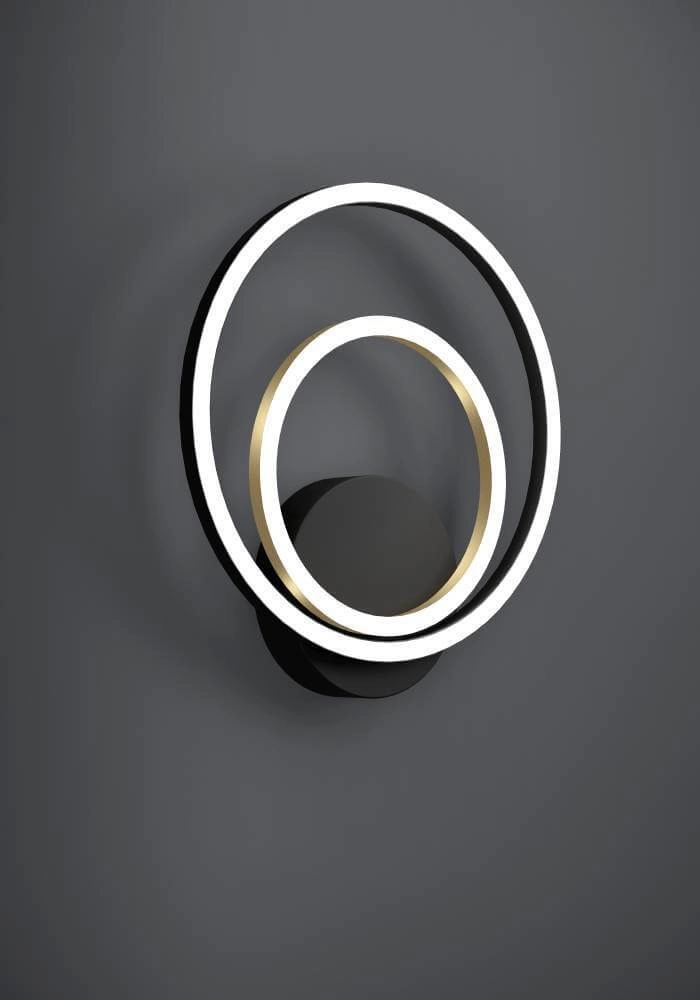 Wandlamp met ringen Lanacera zwart met goud Stars of Light 9008606221424