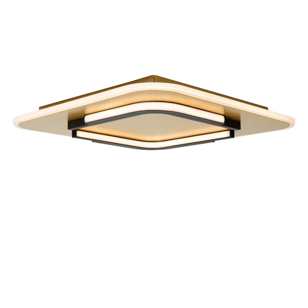 Design plafonniere Andreas 40 x 40cm - 30W zwart met goud Lucide 5411212441751