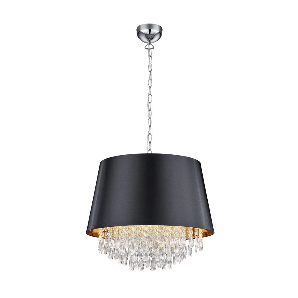 Hanglamp Loreley 50cm met kristal - zwart met goud