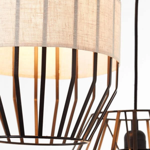 Hanglamp Slope 3-lichts zwart met zandkleur Brilliant 4004353394652