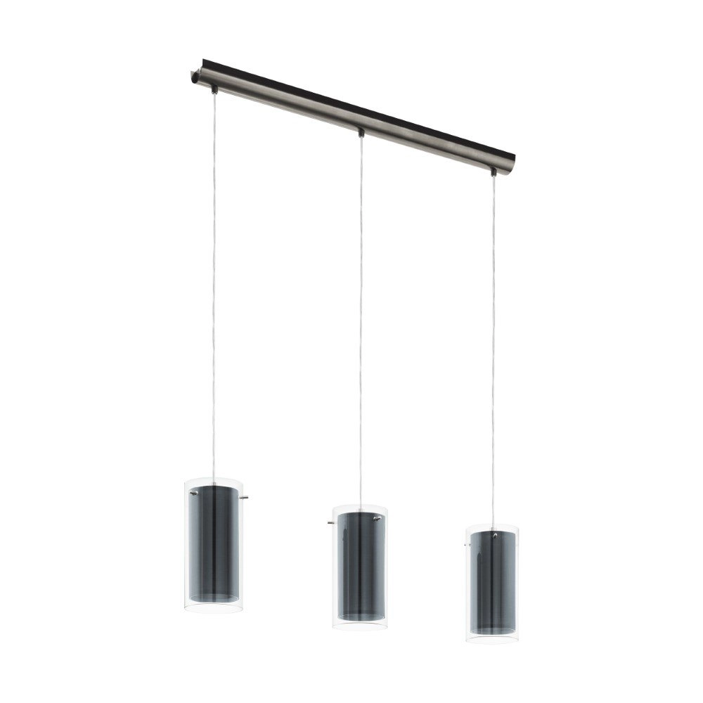 Eetkamer hanglamp Pinto Textil 3-lichts met smoke glas Eetkamer hanglamp Pinto Textil 3-lichts met smoke glas