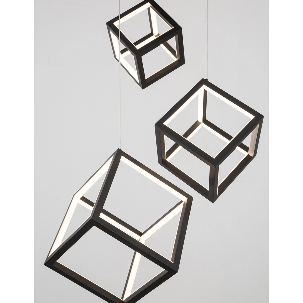Vierkante hanglamp Gabbia zwart triple Lyora 5212017423412