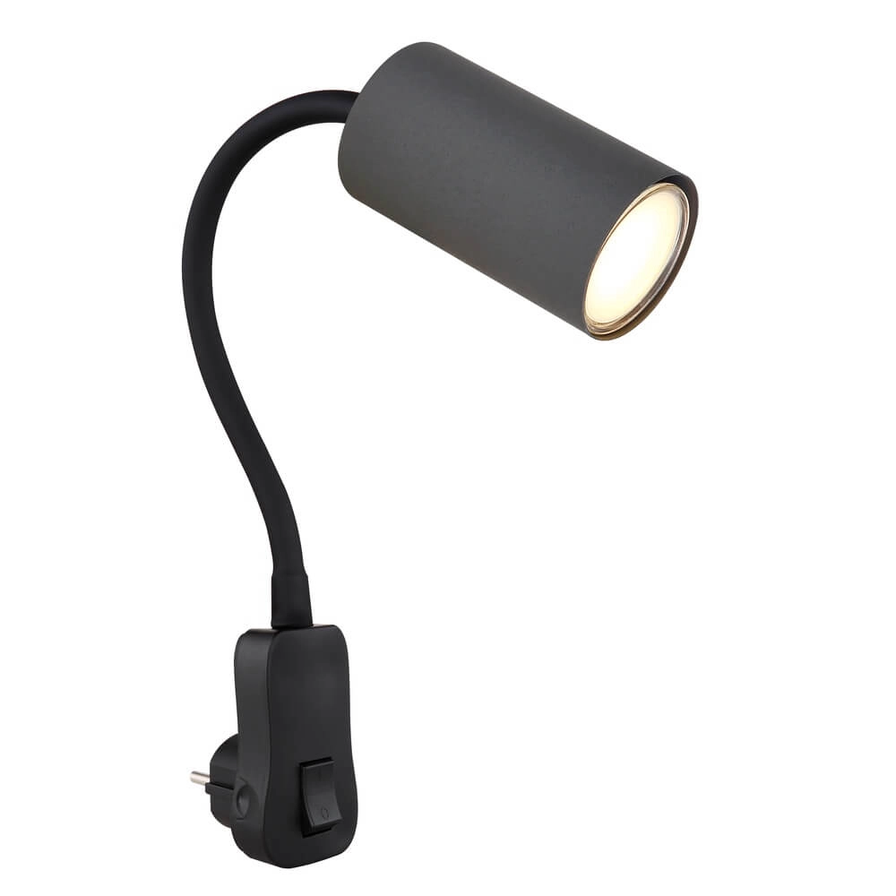 Zwarte lamp Robby stopcontact met grijs Zwarte lamp Robby stopcontact met grijs