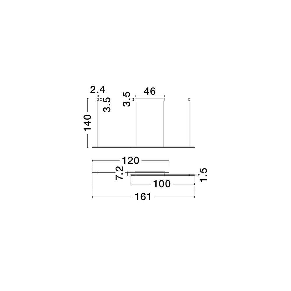 Strakke hanglamp Brillia goud 161cm Lyora 5212017473806