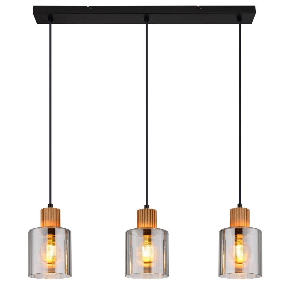 Design hanglamp Aleidis 3-lichts recht zwart Globo 9007371512218