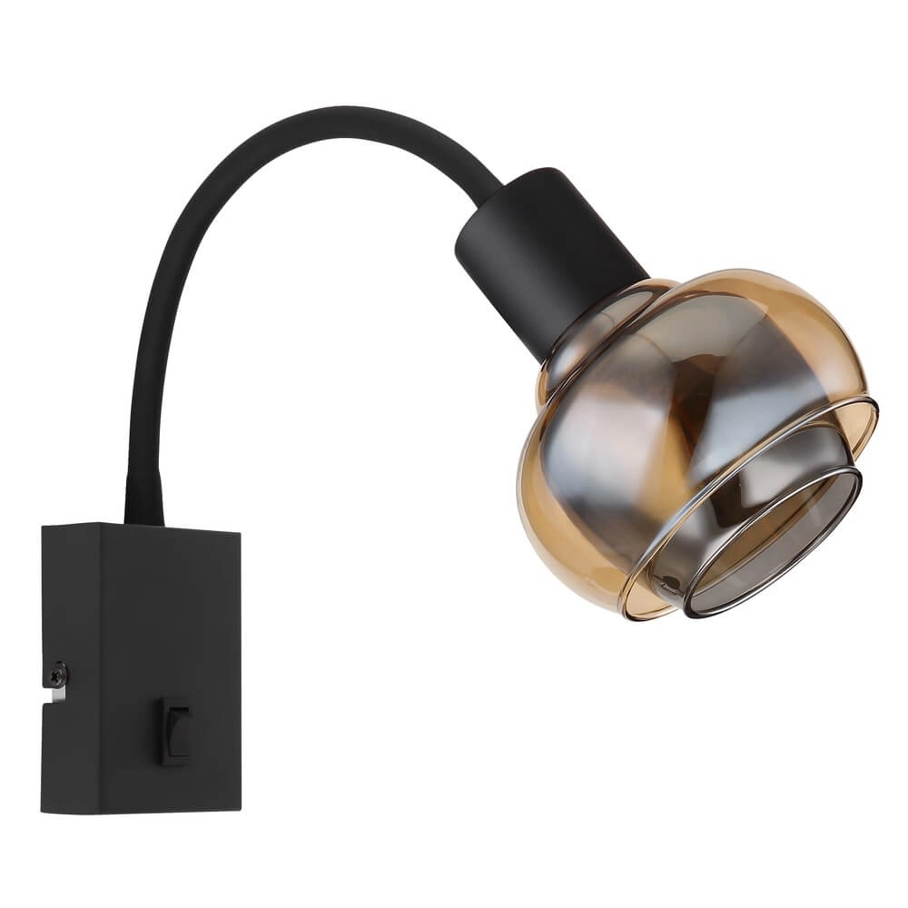 Zwarte wandlamp Tokki boog amber smoke glas Globo 9007371455034