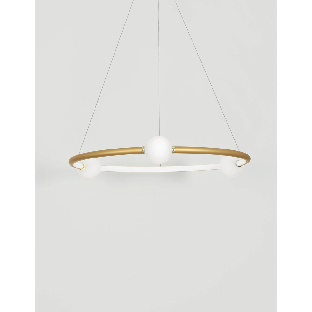 Hanglamp Celia goud met wit rond horizontaal Lyora 5212017429322
