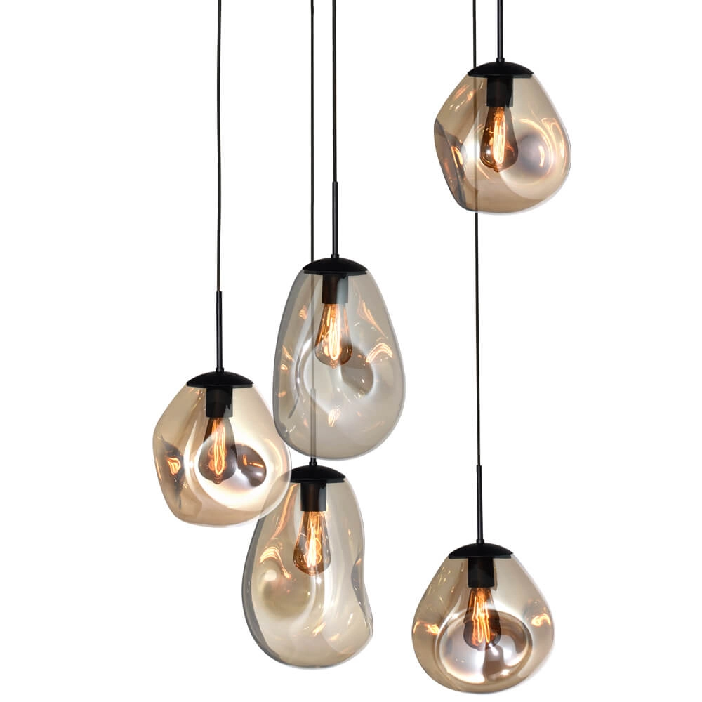 Vide hanglamp Lava 5x goud glas Masterlight 8718121286532