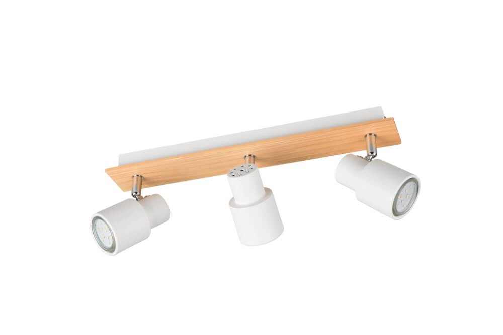 3-lichts plafondlamp Pierre wit met hout Trio 4017807638189