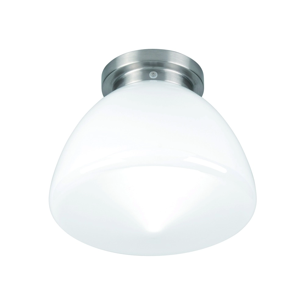 Nikkel plafondlamp Glasgow met wit glas Ø 30cm Nikkel plafondlamp Glasgow met wit glas Ø 30cm