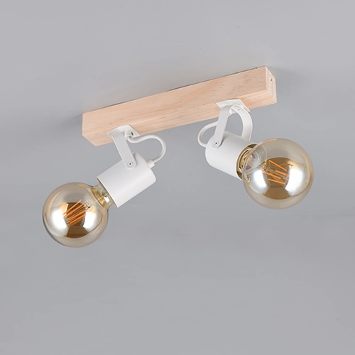 Plafondlamp dubbel Lynar wit met hout Trio 4017807670745