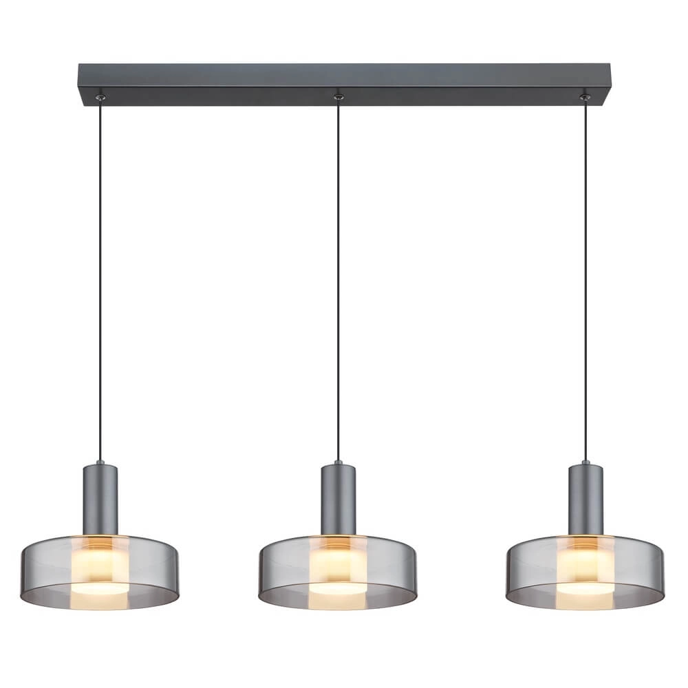Strakke hanglamp Grant grijs 3-lichts Globo 9007371474875