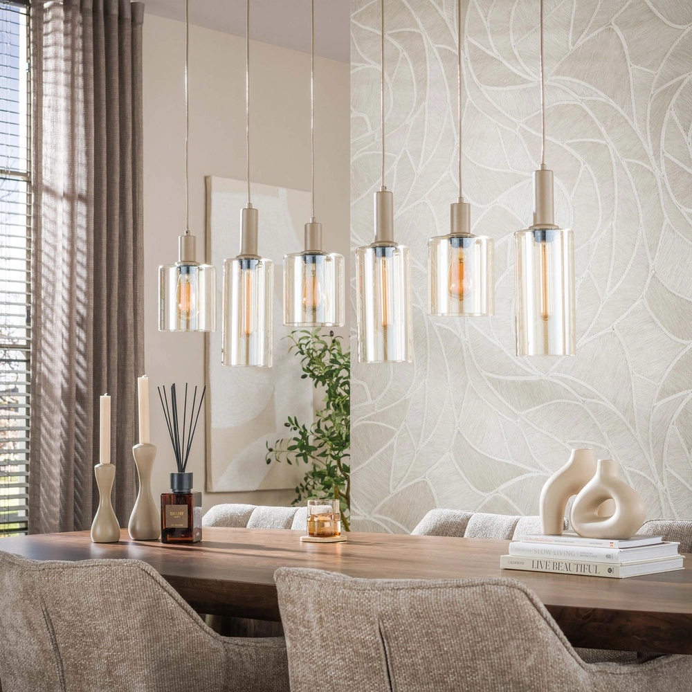 Design hanglamp Sepiora 6-lichts zand bruin Lyora 8716803515291