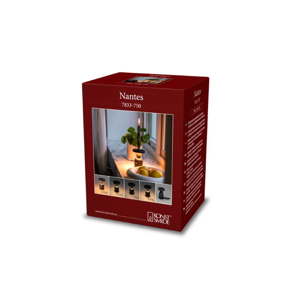 Oplaadbare tafellamp Nantes zwart voor kandelaar KonstSmide 7318307833751