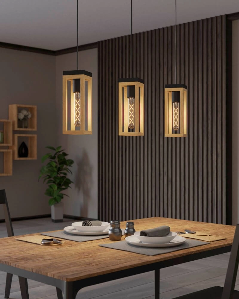 Houten eettafellamp Nafferton Eglo 9002759437442