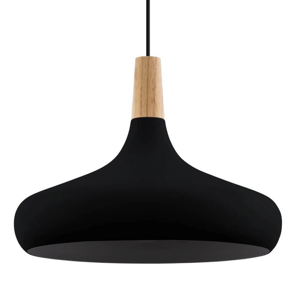 Zwarte hanglamp Sabinar Ø 40cm met hout Zwarte hanglamp Sabinar Ø 40cm met hout