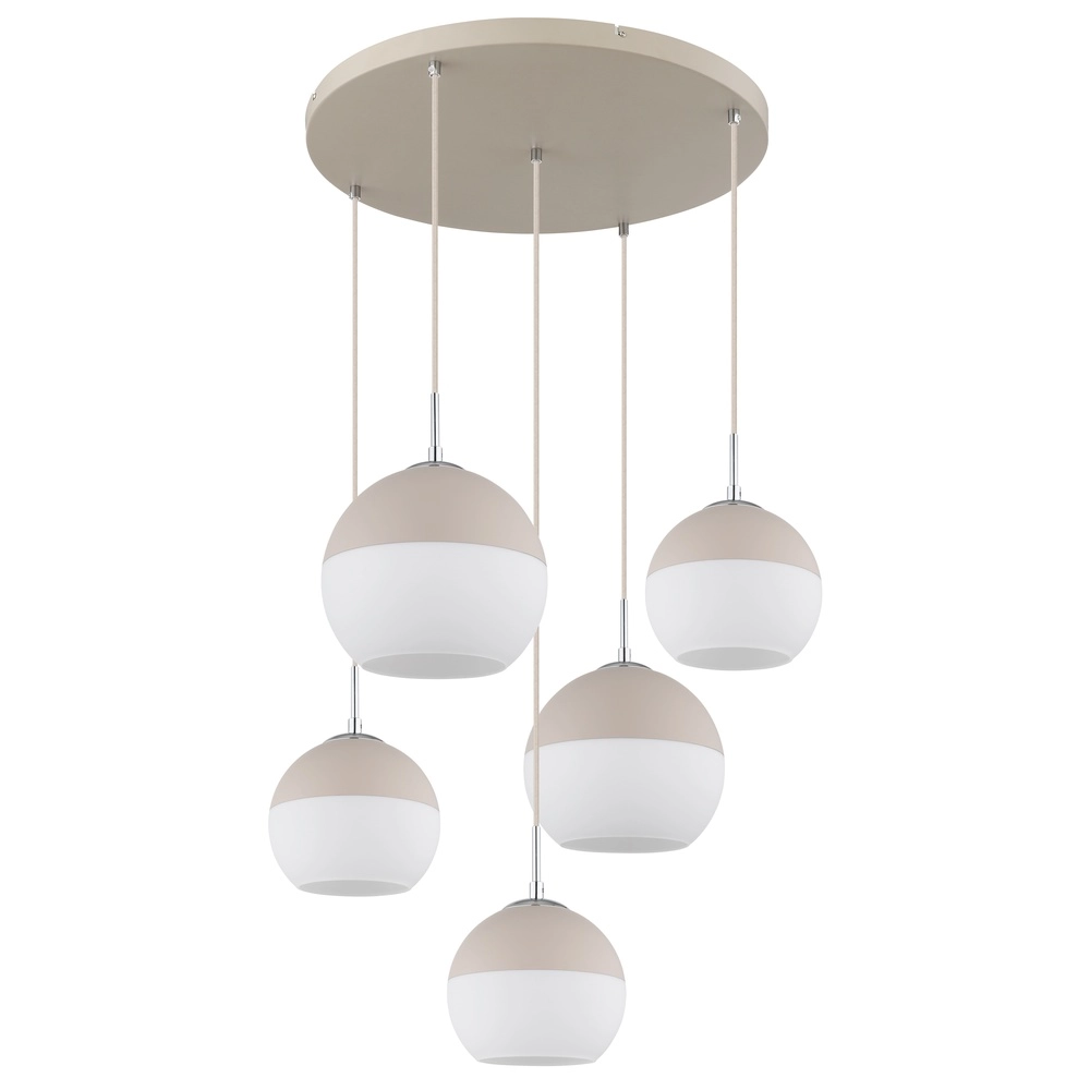 5-lichts hanglamp Ragusa rond zand bruin Globo 9007371566792