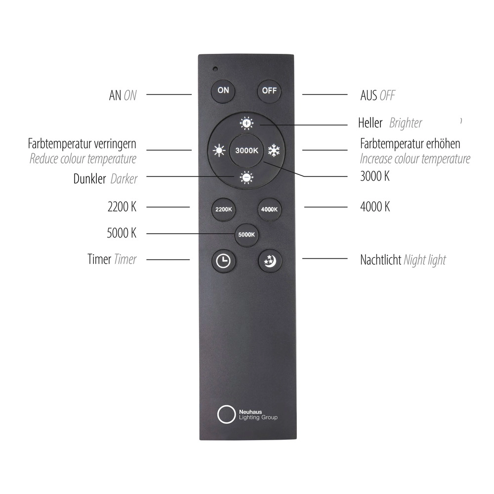 Strakke led plafondlamp Pure Lines Round Ø 35cm - diamond Paul Neuhaus 4012248395233