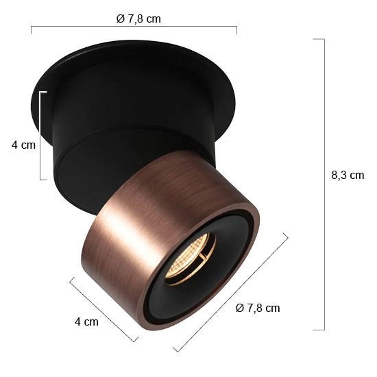 Strakke opbouwspot Fez enkel brons Steinhauer 8712746187236