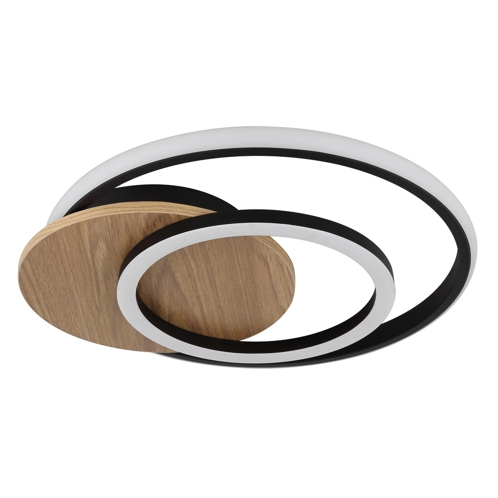 Design plafondlamp Julio zwart met hout Globo 9007371471386