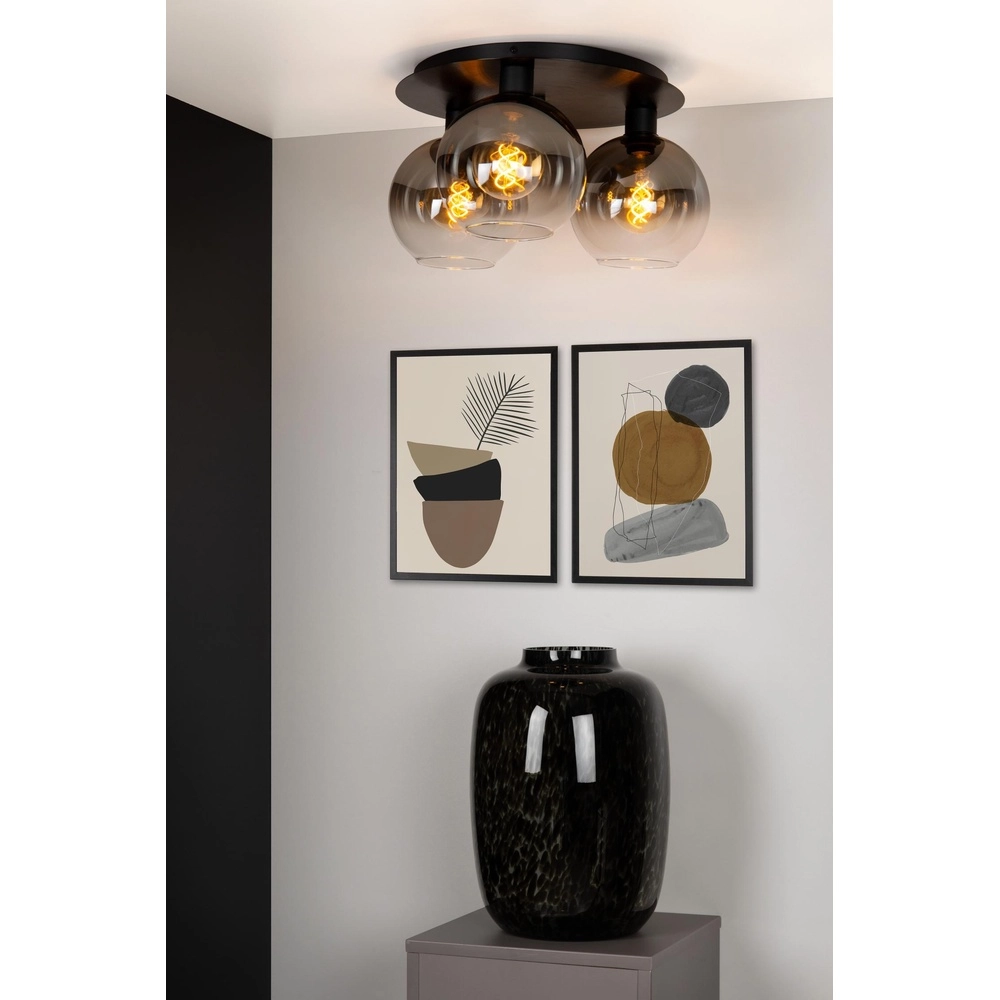 Plafondlamp Marius 3-lichts zwart Lucide 5411212741004