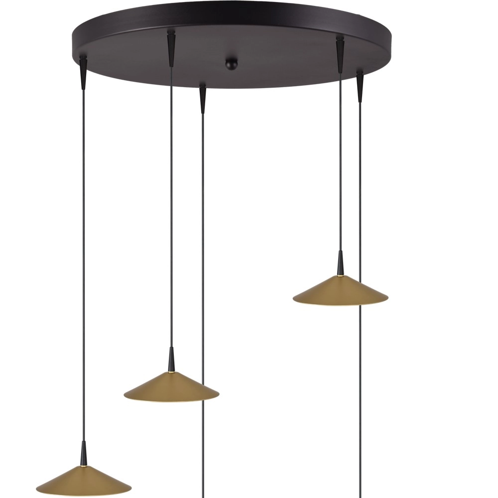 5-lichts hanglamp Ceppo zwart met goud Ø 18cm rond Masterlight 8718121358673