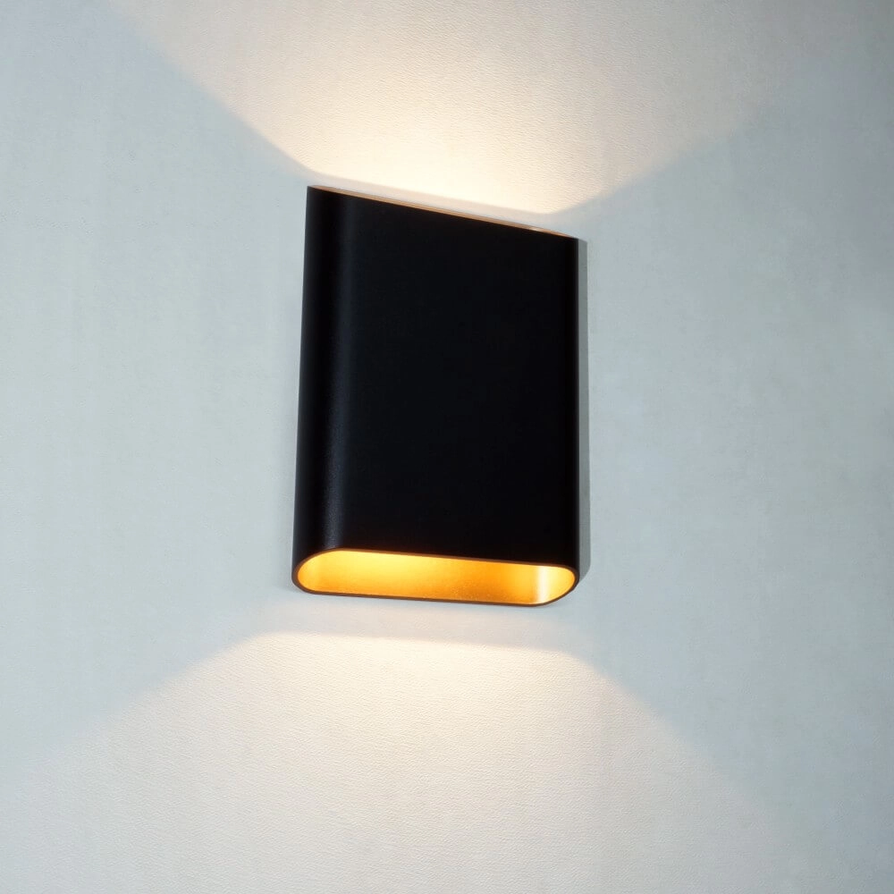 Wandlamp Diaz L Zwart met goud